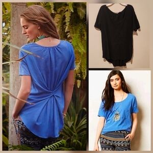 ❤️ ANTHROPOLOGIE AMADI TESSA PULLED BACK TEE, BLACK, SMALL